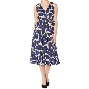 Tahari Midi Crossover Sleeveless Dress